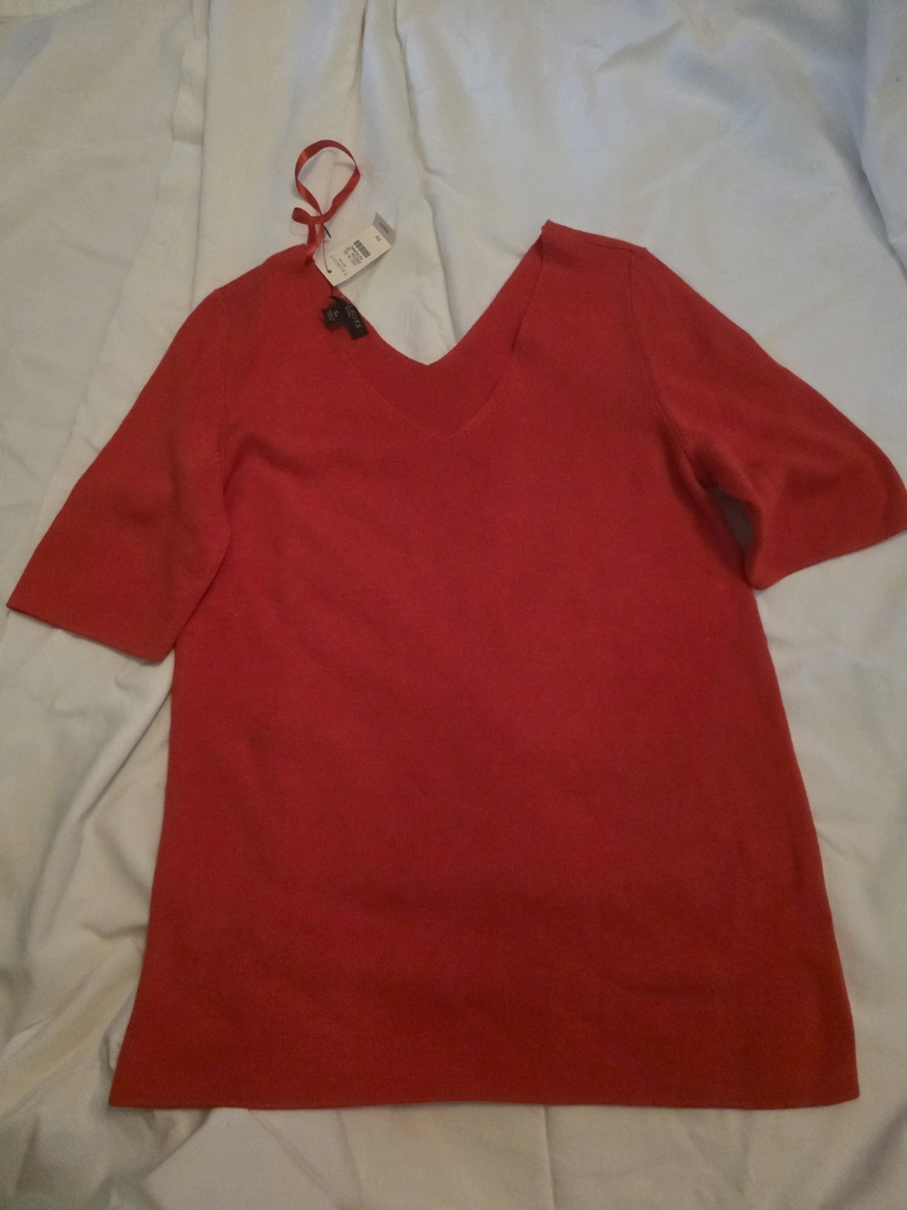 Talbots Red V-Neck Short Sleeve Knit Top
